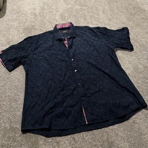 Maceoo men’s short sleeve button down shirt multicolor great details size 3XL